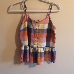 Peplum tank top, gingham print